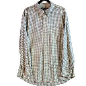 Tommy Hilfiger Men's XL 100% Cotton Yellow/Blue Plaid Gingham Button Down